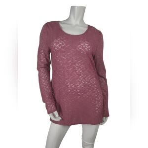 Soft Surroundings Sz. Lg Lace Stretch Long Sleeve Layering Top- Dusty Rose Pink